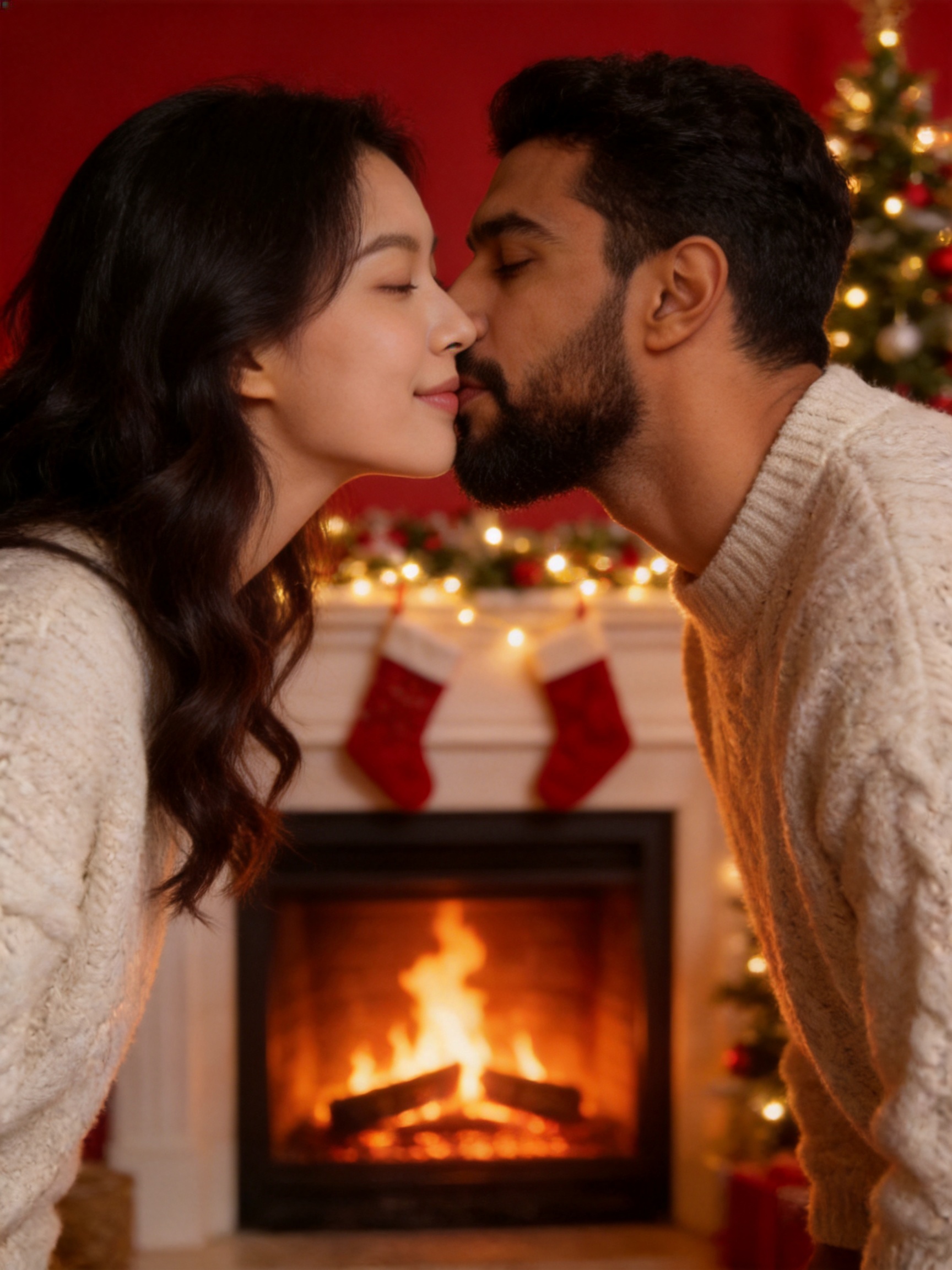 Christmas Fireplace Kiss